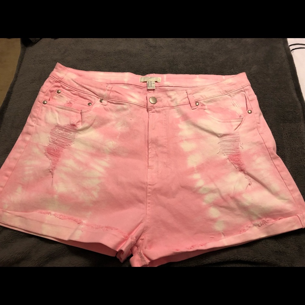 Distressed tie dye shorts